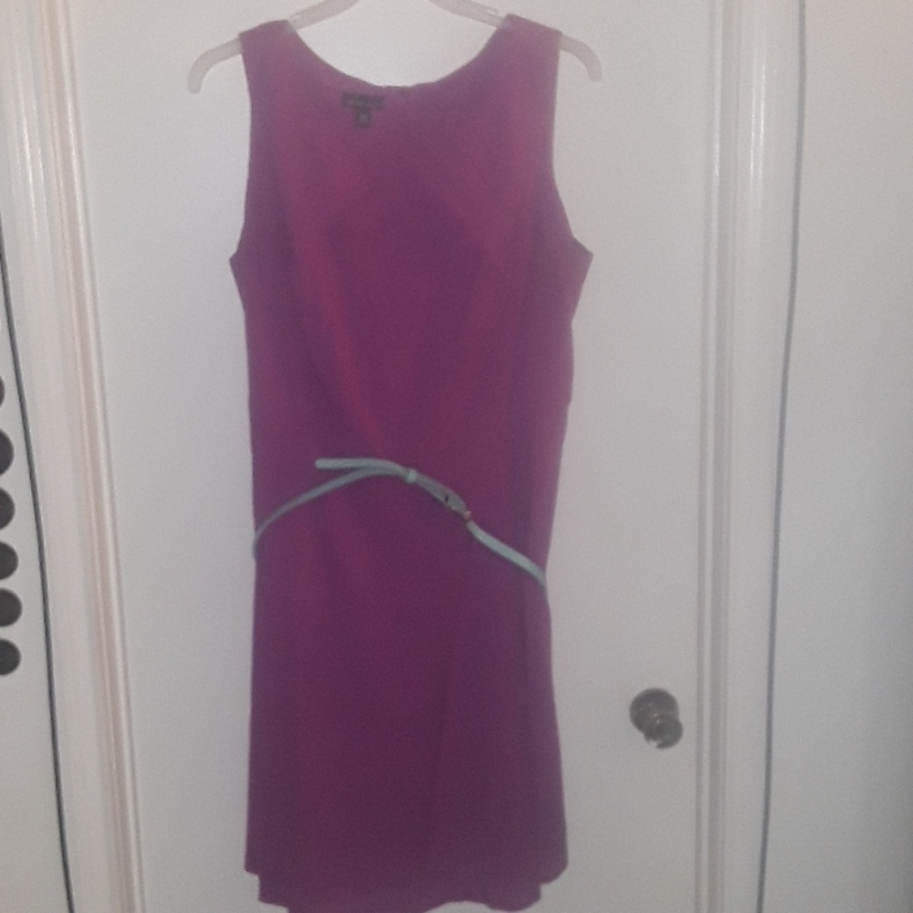 Fuschia dress w\mint green belt